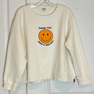 Kule Takeout Thank You Have A Nice Day Smiley Face Crew Sweatshirt XXL